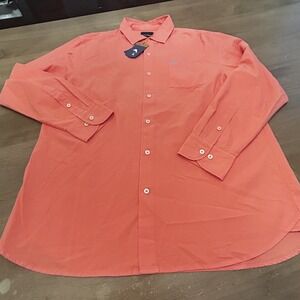 Tommy Bahama Shirt Mens Large Orange Button Up Cotton Silk Casual Dress *Sample*